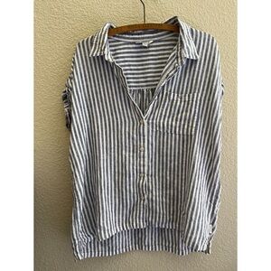 Orvis Linen Blend Striped Short Sleeve Women’s Size Large